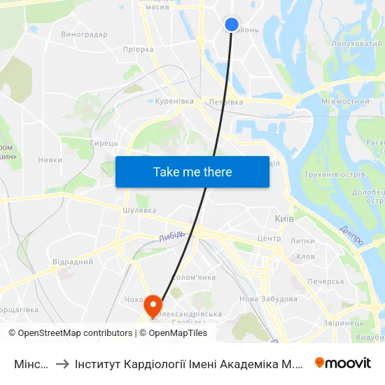 Мінська to Інститут Кардіології Імені Академіка М.Д. Стражеска map