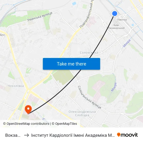 Вокзальна to Інститут Кардіології Імені Академіка М.Д. Стражеска map
