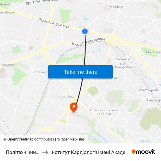 Політехнічний Інститут to Інститут Кардіології Імені Академіка М.Д. Стражеска map