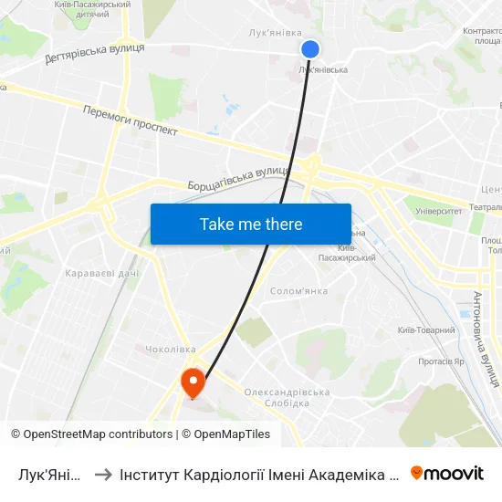 Лук'Янівська to Інститут Кардіології Імені Академіка М.Д. Стражеска map
