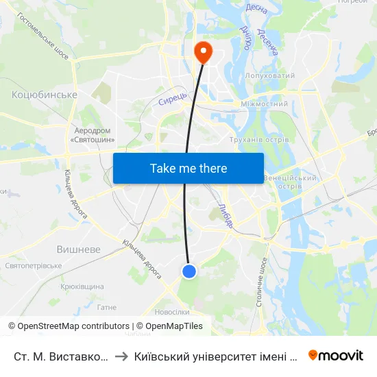 Ст. М. Виставковий Центр to Київський університет імені Бориса Грінченка map
