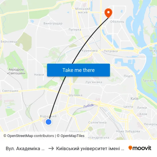 Вул. Академіка Стражеска to Київський університет імені Бориса Грінченка map