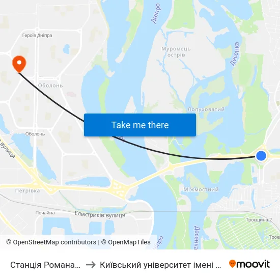 Станція Романа Шухевича to Київський університет імені Бориса Грінченка map