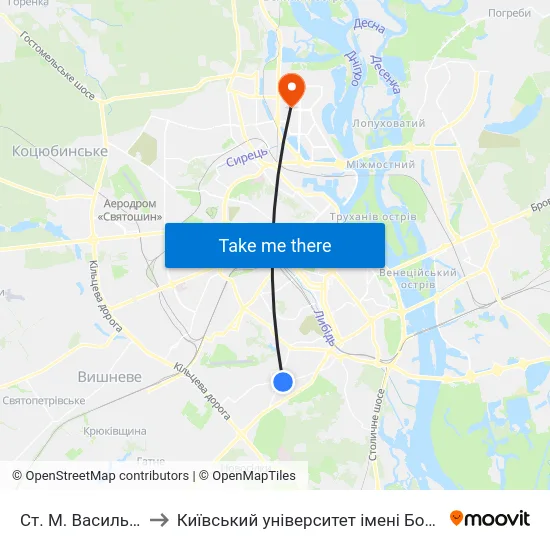 Ст. М. Васильківська to Київський університет імені Бориса Грінченка map