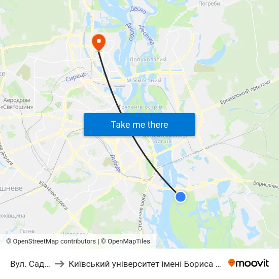 Вул. Садова to Київський університет імені Бориса Грінченка map