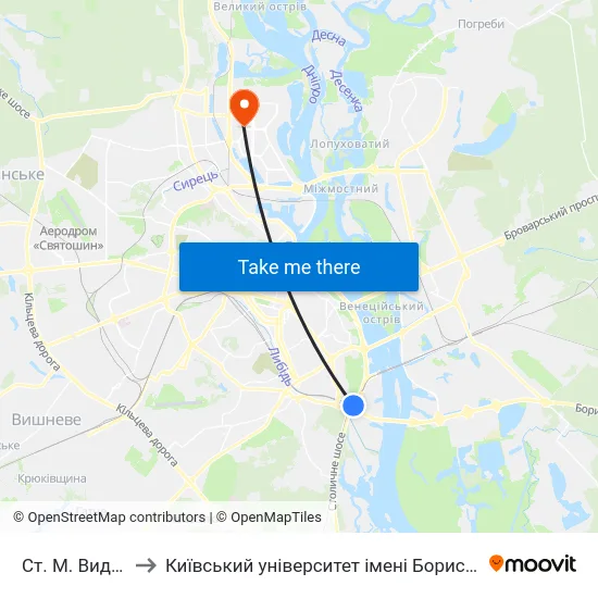 Ст. М. Видубичі to Київський університет імені Бориса Грінченка map