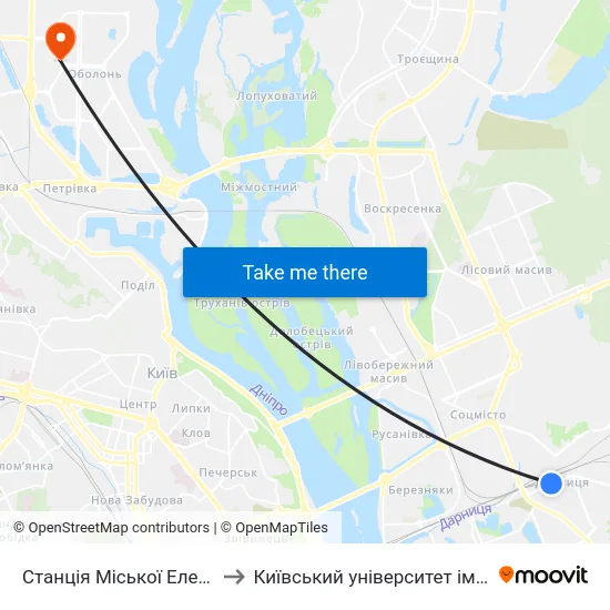 Станція Міської Електрички Дарниця to Київський університет імені Бориса Грінченка map