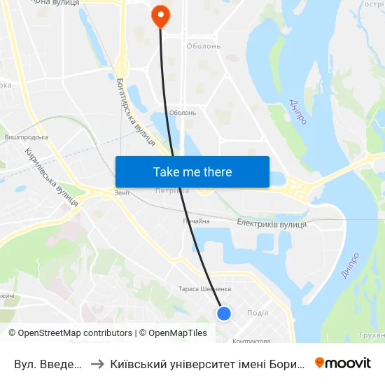 Вул. Введенська to Київський університет імені Бориса Грінченка map