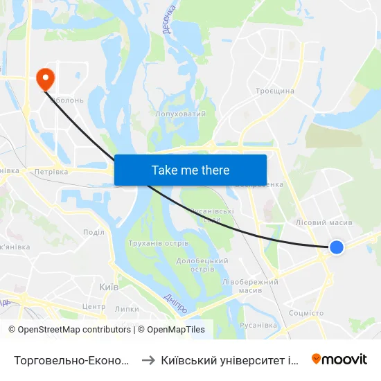 Торговельно-Економічний Університет to Київський університет імені Бориса Грінченка map