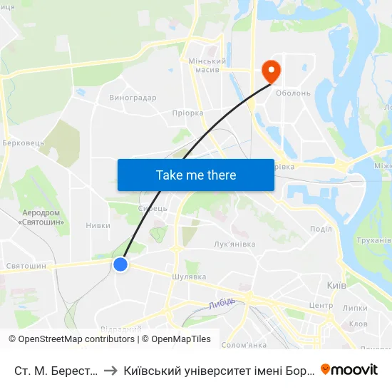 Ст. М. Берестейська to Київський університет імені Бориса Грінченка map