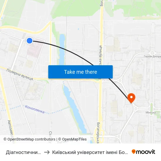 Діагностичний Центр to Київський університет імені Бориса Грінченка map