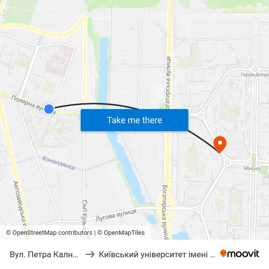 Вул. Петра Калнишевського to Київський університет імені Бориса Грінченка map