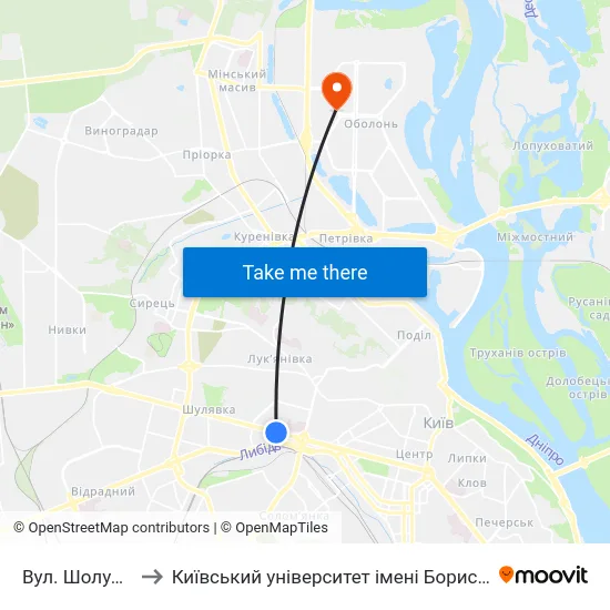 Вул. Шолуденка to Київський університет імені Бориса Грінченка map