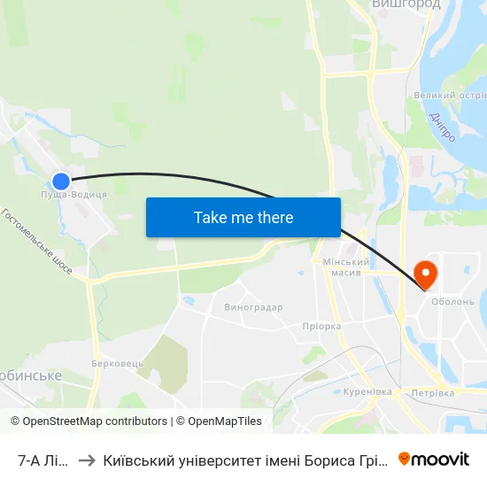 7-А Лінія to Київський університет імені Бориса Грінченка map