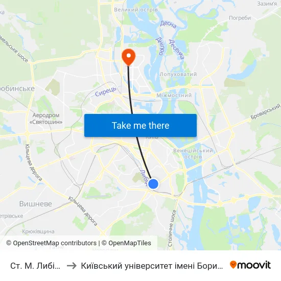 Ст. М. Либідська to Київський університет імені Бориса Грінченка map