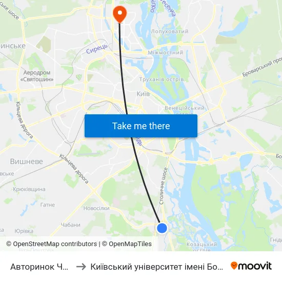 Авторинок Чапаєвка to Київський університет імені Бориса Грінченка map