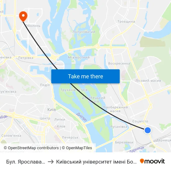 Бул. Ярослава Гашека to Київський університет імені Бориса Грінченка map