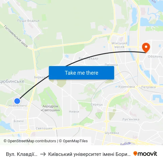 Вул. Клавдіївська to Київський університет імені Бориса Грінченка map