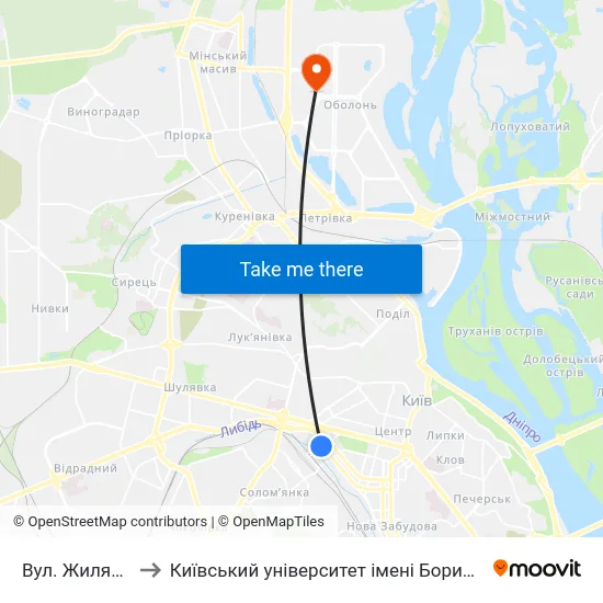 Вул. Жилянська to Київський університет імені Бориса Грінченка map