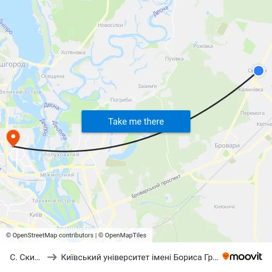 С. Скибин to Київський університет імені Бориса Грінченка map