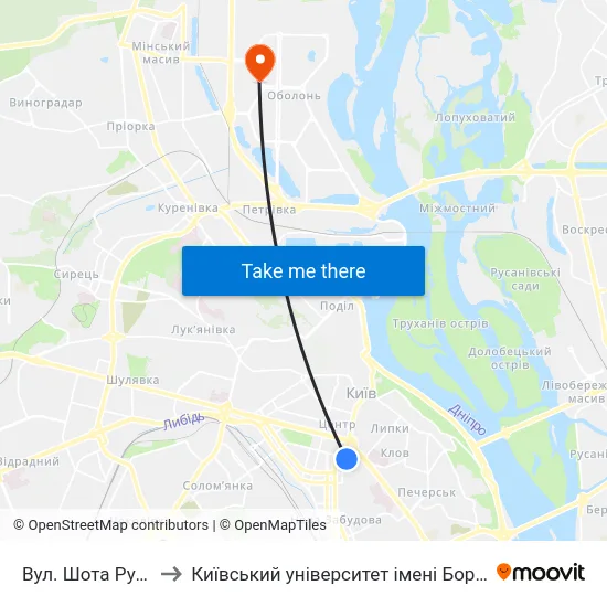 Вул. Шота Руставелі to Київський університет імені Бориса Грінченка map