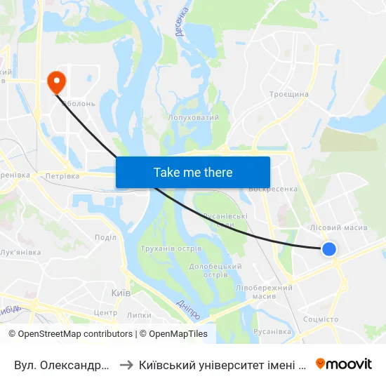 Вул. Олександра Бойченка to Київський університет імені Бориса Грінченка map