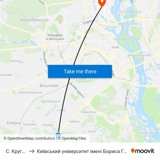 С. Круглик to Київський університет імені Бориса Грінченка map