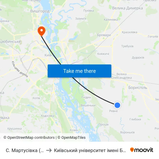 С. Мартусівка (Колонія) to Київський університет імені Бориса Грінченка map