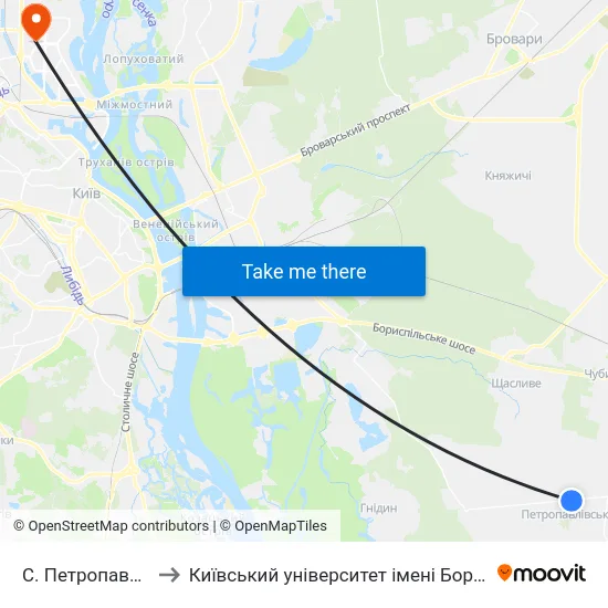 С. Петропавлівське to Київський університет імені Бориса Грінченка map