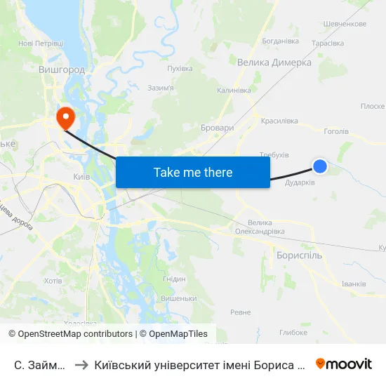 С. Займище to Київський університет імені Бориса Грінченка map