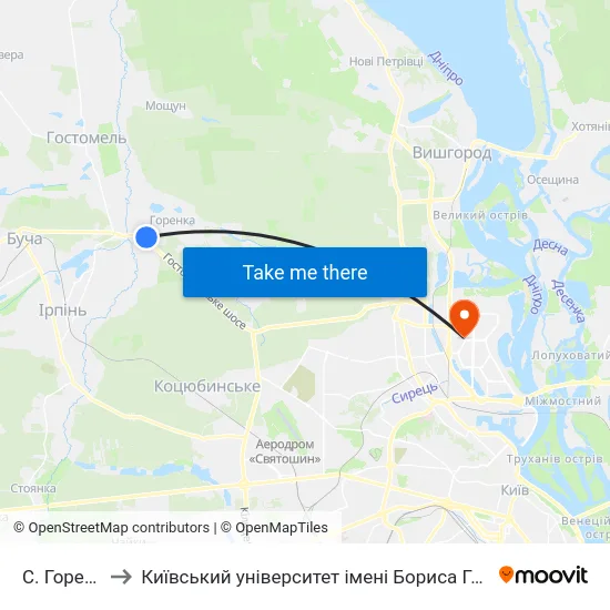 С. Горенка to Київський університет імені Бориса Грінченка map