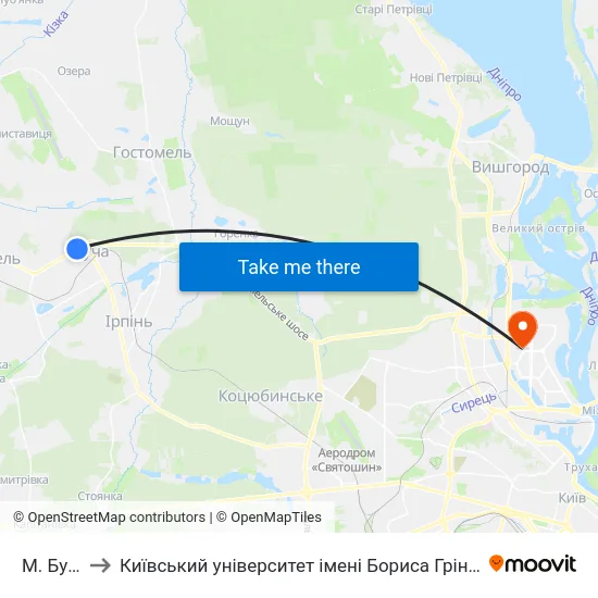 М. Буча to Київський університет імені Бориса Грінченка map