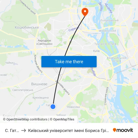 С. Гатне to Київський університет імені Бориса Грінченка map
