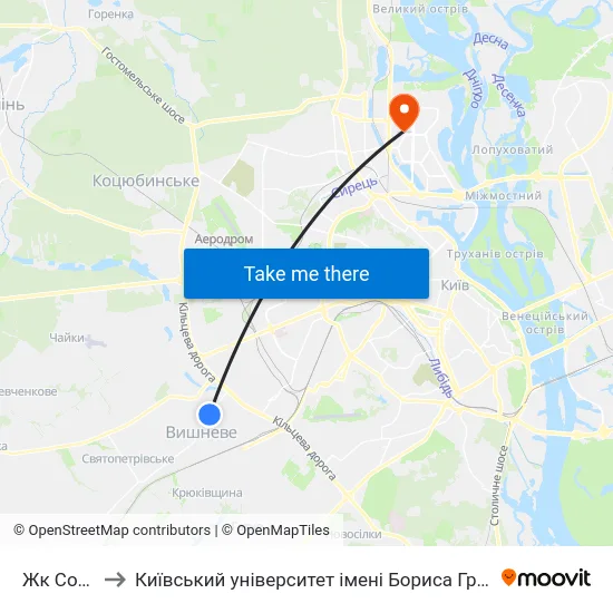 Жк Софія to Київський університет імені Бориса Грінченка map