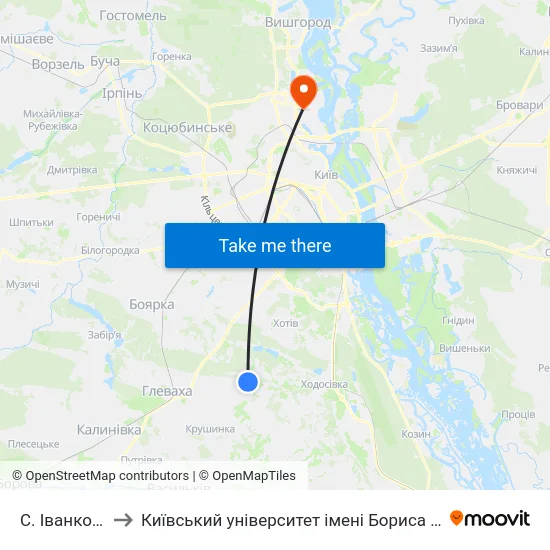 С. Іванковичі to Київський університет імені Бориса Грінченка map