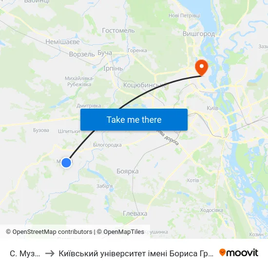 С. Музичі to Київський університет імені Бориса Грінченка map