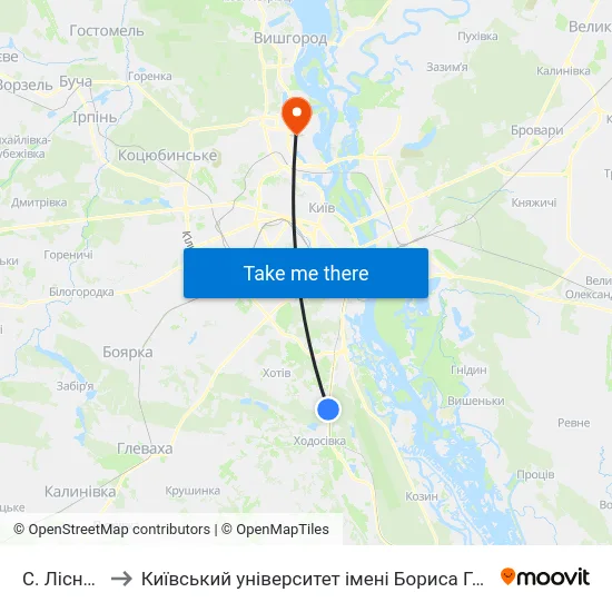 С. Лісники to Київський університет імені Бориса Грінченка map