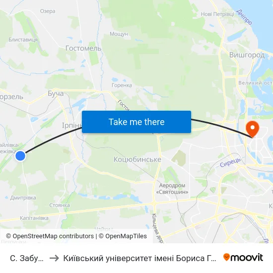 С. Забуччя to Київський університет імені Бориса Грінченка map