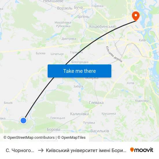 С. Чорногородка to Київський університет імені Бориса Грінченка map
