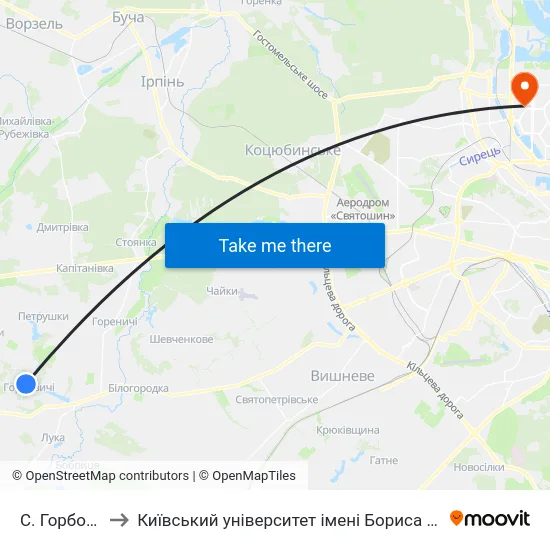 С. Горбовичі to Київський університет імені Бориса Грінченка map
