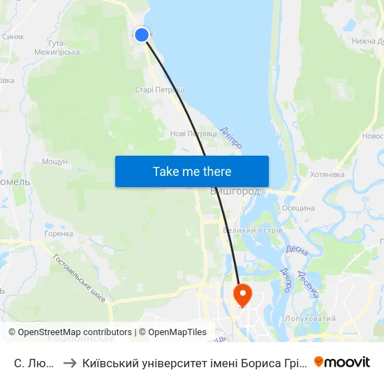 С. Лютіж to Київський університет імені Бориса Грінченка map