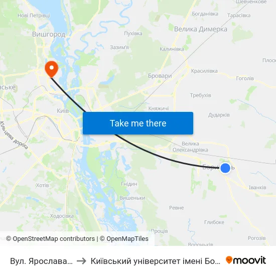 Вул. Ярослава Гашека to Київський університет імені Бориса Грінченка map