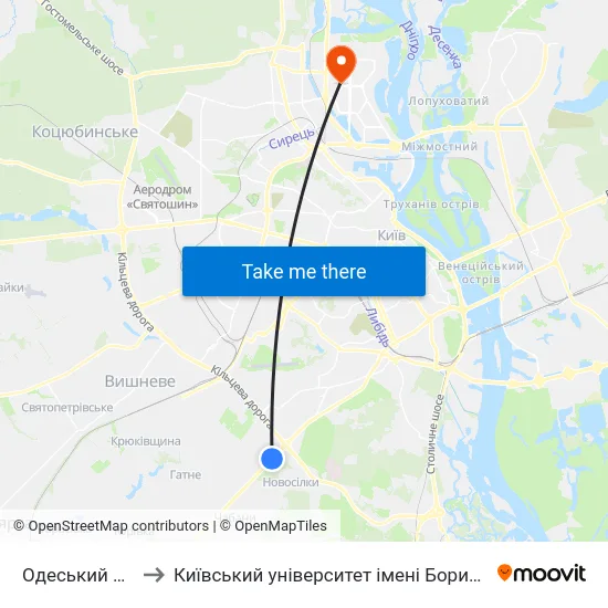 Одеський Ринок to Київський університет імені Бориса Грінченка map