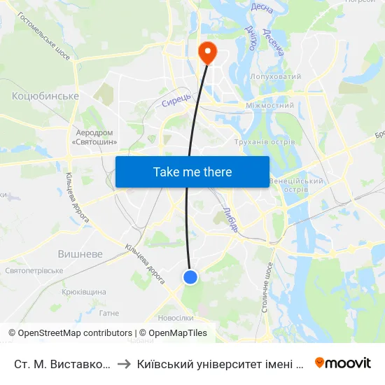 Ст. М. Виставковий Центр to Київський університет імені Бориса Грінченка map