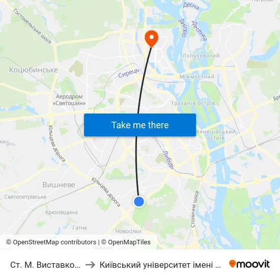 Ст. М. Виставковий Центр to Київський університет імені Бориса Грінченка map