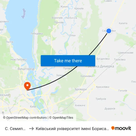 С. Семиполки to Київський університет імені Бориса Грінченка map