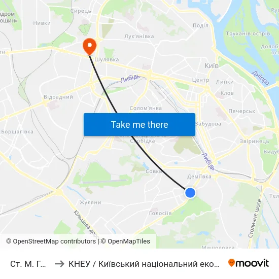 Ст. М. Голосіївська to КНЕУ / Київський національний економічний університет ім. В. Гетьмана map
