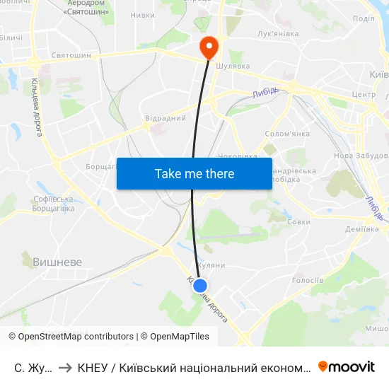 С. Жуляни-1 to КНЕУ / Київський національний економічний університет ім. В. Гетьмана map