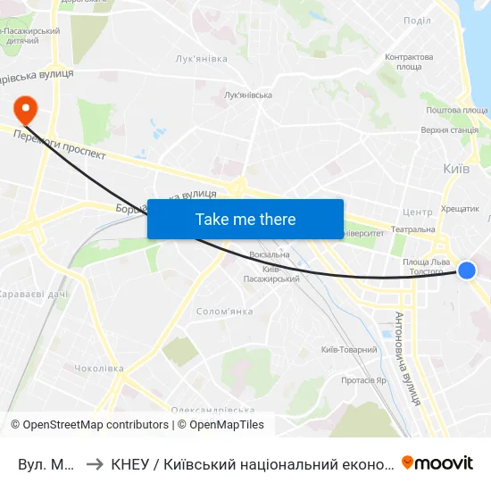 Вул. Мечникова to КНЕУ / Київський національний економічний університет ім. В. Гетьмана map
