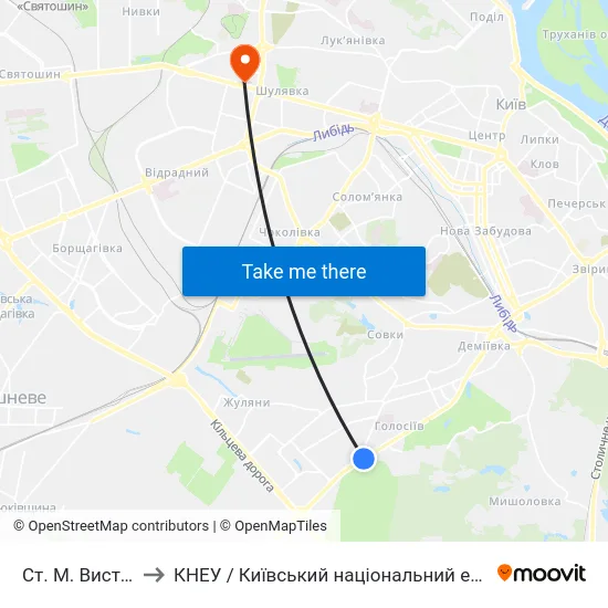 Ст. М. Виставковий Центр to КНЕУ / Київський національний економічний університет ім. В. Гетьмана map